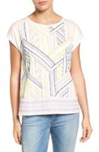 Petite Women's Caslon Embroidered Button Back Tee P - Ivory