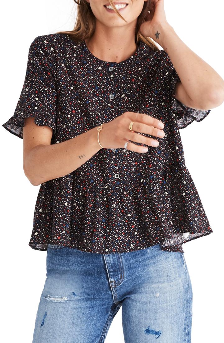 Women's Madewell Studio Ruffle Hem Top - Black