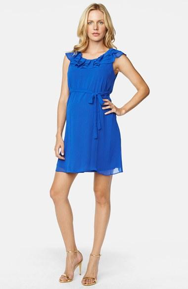 Women's Maternal America Ruffled Maternity Dress - Blue