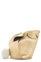 Loewe Mini Bunny Metallic Leather Crossbody Bag With Genuine Shearling Trim - Metallic