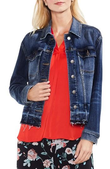 Women's Vince Camuto Indigo Released Hem Denim Jacket