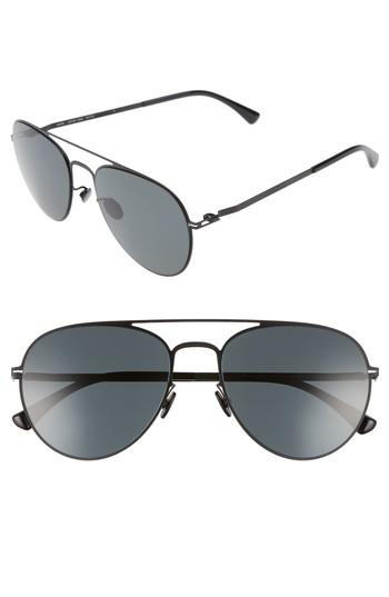 Men's Mykita Samu 55mm Polarized Aviator Sunglasses - Black