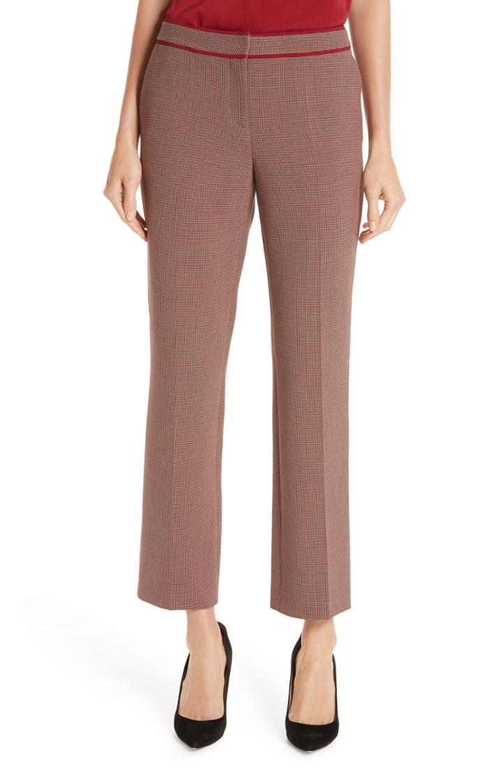 Women's Boss Taliviena Check Crop Suit Trousers - Red