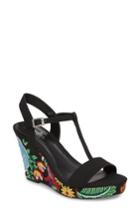 Women's Charles By Charles David Laney Embroidered Wedge Sandal .5 M - Black