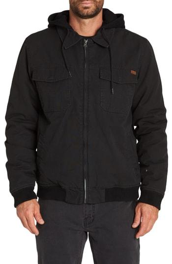 Men's Billabong Barlow Hooded Twill Jacket - Black