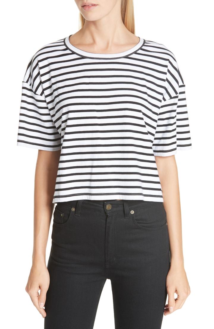 Women's A.l.c. Monroe Stripe Cotton Tee - Black