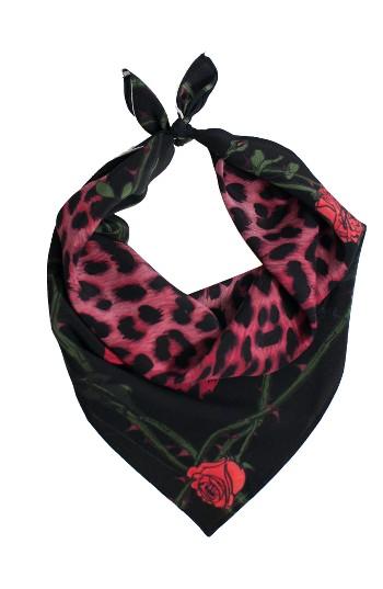 Women's Rockins Rose Leopard Silk Bandana