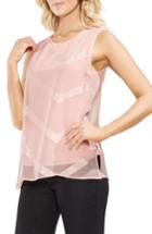 Women's Vince Camuto Sheer Chevron Tunic Top, Size - Pink