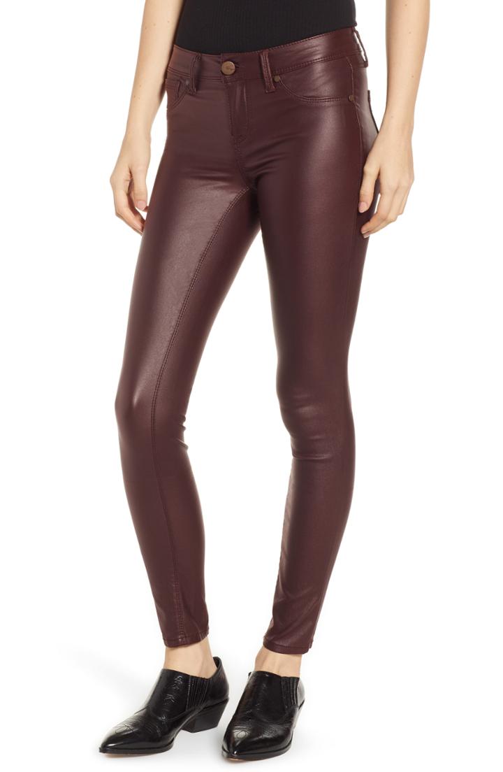 Women's 1822 Denim High Waist Coated Skinny Jeans - Red