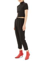 Petite Women's Topshop Ruffle Trim Peg Trousers P Us (fits Like 0p) - Black