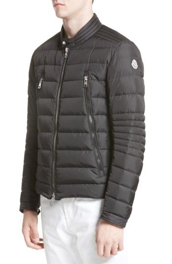 Men's Moncler Amiot Down Moto Jacket - Black