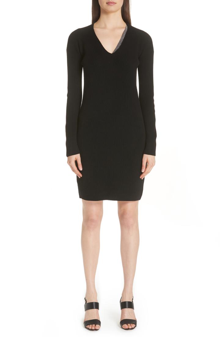 Women's Fabiana Filippi Bead Detail Wool, Silk & Cashmere Sweater Dress Us / 48 It - Black
