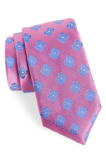 Men's Nordstrom Men's Shop Cameron Floral Medallion Silk Tie, Size - Pink