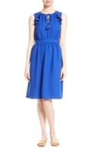 Women's Kate Spade New York Ruffle Crepe Fit & Flare Dress, Size - Blue