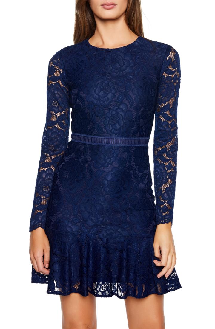 Women's Bardot Rubi Long Sleeve Lace Dress - Blue