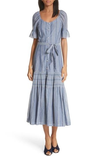 Women's La Vie Rebecca Taylor Brianne Stripe Midi Shirtdress - Blue