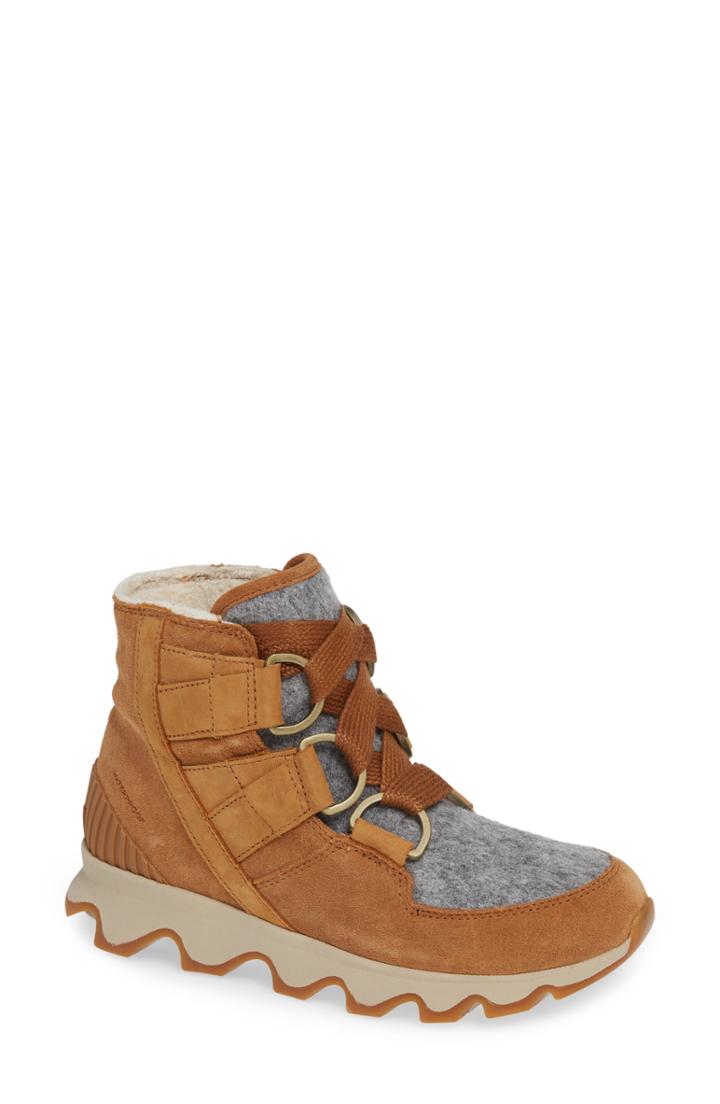 Women's Sorel Kinetic Waterproof Short Lace-up Boot .5 M - Brown