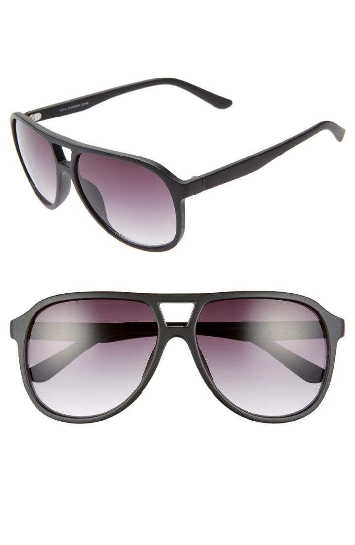 Men's 1901 Hank 58mm Aviator Sunglasses - Matte Black/ Grey Ombre