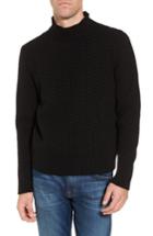 Men's Inis Meain Mock Neck Cable Knit Wool Sweater - Black