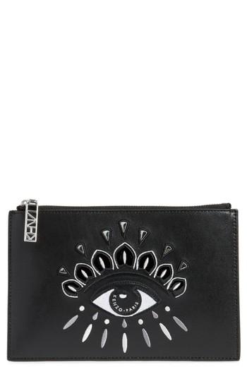 Kenzo Eye Embroidery Leather Pouch -