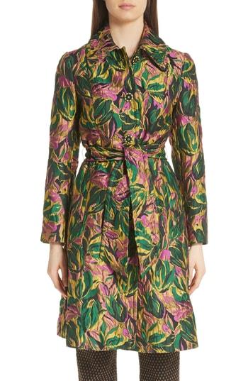 Women's Etro Enamel Button Floral Jacquard Jacket Us / 38 It - Green