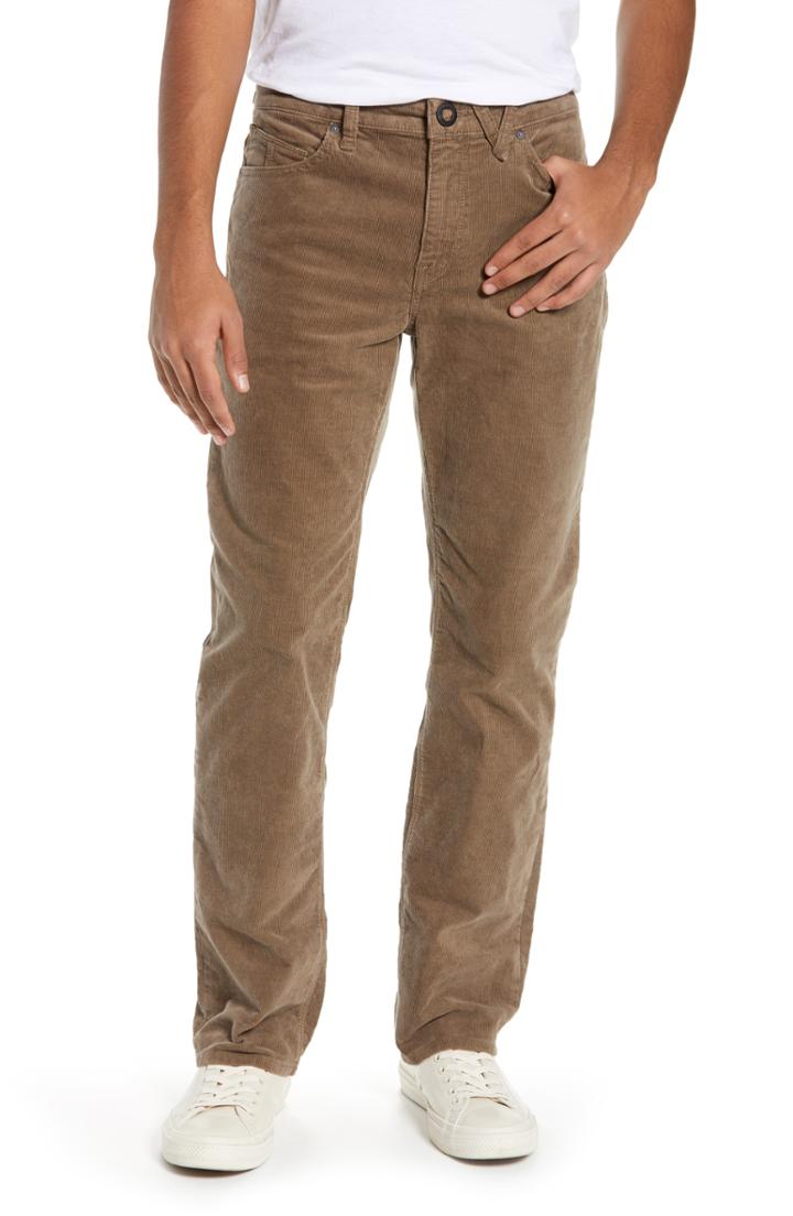 Men's Volcom Solver Straight Leg Corduroy Pants - Brown