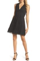 Women's French Connection Zahara Eyelet & Lace A-line Dress - Black