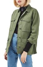 Women's Topshop Ethan Shirt Jacket Us (fits Like 0-2) - Green