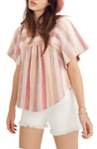 Women's Madewell Texture & Thread Stripe Butterfly Top - Pink