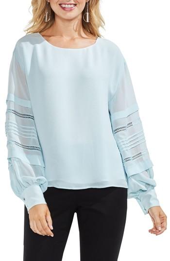 Women's Vince Camuto Pintuck Sleeve Blouse, Size - Blue