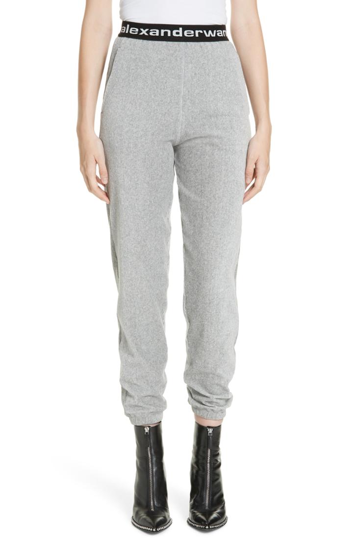 Women's T By Alexander Wang Logo Stripe Corduroy Pants - Grey