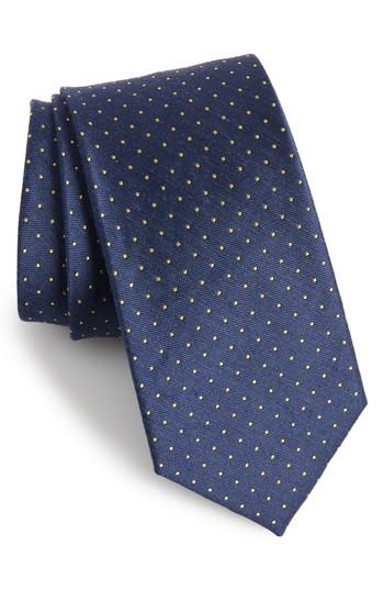 Men's The Tie Bar Dot Silk & Linen Tie, Size X-long X-long - Blue