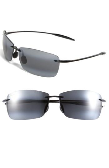 Women's Maui Jim Lighthouse 65mm Polarizedplus2 Rimless Sunglasses - Gloss Black