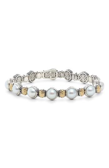 Women's Konstantino Sterling Silver, Gold & Pearl Bracelet