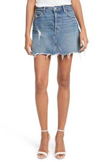 Women's Grlfrnd Eva Denim A-frame Gusset Skirt - Blue