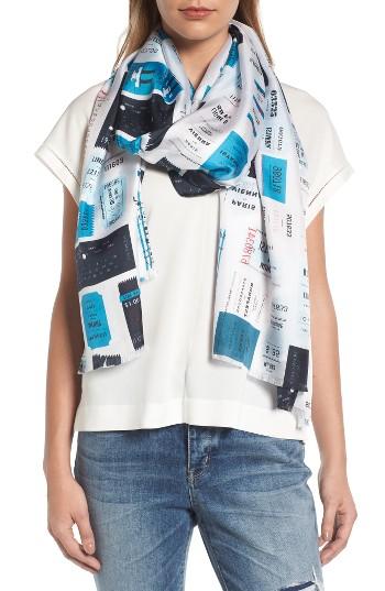 Women's Kate Spade New York Train Tickets Oblong Silk Scarf