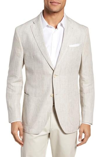Men's Jkt New York Trent Trim Fit Linen Blazer S - Beige