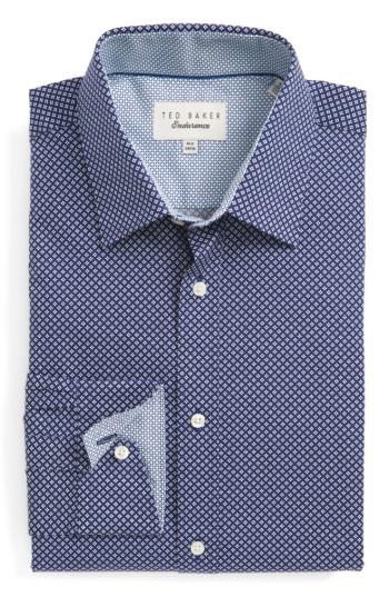 Men's Ted Baker London Agra Trim Fit Geometric Dress Shirt .5 - 32/33 - Blue