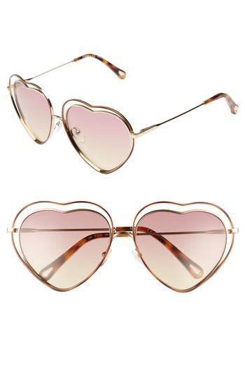 Women's Chloe Poppy Love Heart Sunglasses - Havana/ Rose Honey