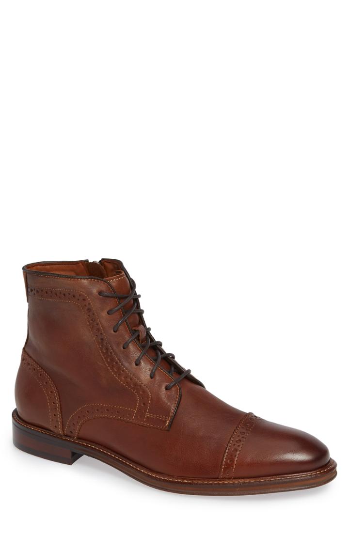 Men's Johnston & Murphy Warner Cap Toe Boot .5 M - Brown