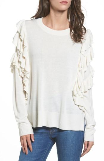 Women's Bp. Ruffle Pullover - Ivory
