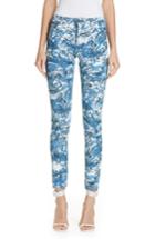 Women's Off-white Tapestry Print Skinny Jeans - Blue