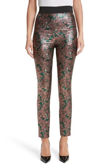 Women's Dolce & Gabbana Metallic Jacquard Leggings Us / 48 It - Pink