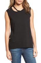 Women's Pam & Gela Slash Neck Muscle Tee, Size - Black
