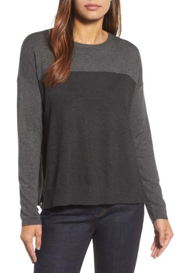 Women's Eileen Fisher Round Neck Box Sweater - Grey
