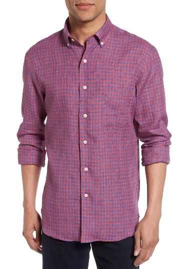 Men's New England Shirt Co. Gingham Linen Sport Shirt - Red