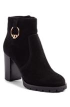 Women's Tory Burch Sofia Lugged Logo Charm Bootie .5 M - Black