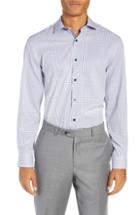 Men's W.r.k Trim Fit 4-way Stretch Check Dress Shirt .5 - Blue