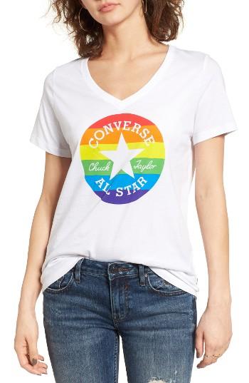 Women's Converse Pride Rainbow Chuck Patch Tee - White