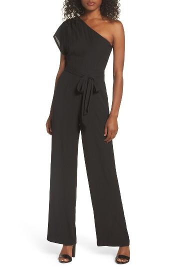 Women's Greylin London One-shoulder Jumpsuit - Black
